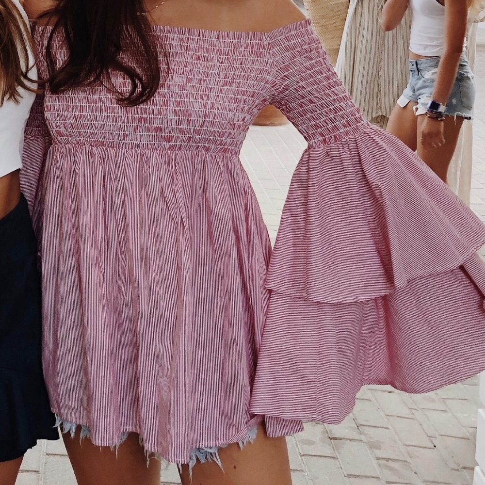 Long Sleeve Red Blouse